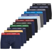 JACK AND JONES JACK&JONES Herren Boxershorts, 12er Pack - JACSOLID TRUNKS, Baumwoll-Stretch, Logobund, Größe 2XL in Blau