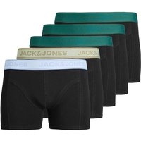 JACK AND JONES JACK&JONES Herren Boxershorts, 5er Pack - JACWESLEY SOLID TRUNKS 5 PACK, Baumwoll-Stretch, Größe M in Schwarz