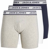 JACK AND JONES JACK&JONES Herren Boxershorts, 3er Pack - JACSOLID, Baumwoll-Stretch, einfarbig, Größe S in Grau