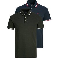 JACK AND JONES JACK&JONES Herren Poloshirts, 2er Pack - JJEPAULOS POLO 2PK, Kurzarm, einfarbig, Baumwolle, Größe XL in Schwarz