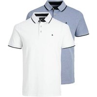 JACK AND JONES JACK&JONES Herren Poloshirts, 2er Pack - JJEPAULOS POLO 2PK, Kurzarm, einfarbig, Baumwolle, Größe XL in Weiß