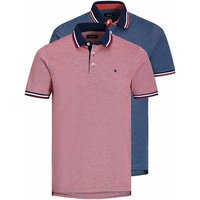 JACK AND JONES JACK&JONES Herren Poloshirts, 2er Pack - JJEPAULOS POLO 2PK, Kurzarm, einfarbig, Baumwolle, Größe M in Rot