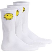 JACK AND JONES JACK&JONES Herren Socken, 3er Pack - JACGREG SMILEY TENNIS SOCKS, Muster, One Size, Größe 40-46 in Weiß