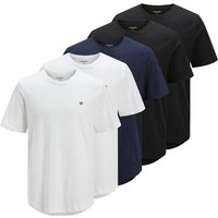 JACK AND JONES JACK&JONES Herren T-Shirt, 5er Pack - JPRBLABRODY TEE CREW NECK 5PK, Kurzarm, Rundhals, Baumwolle, Größe 2XL in Weiß