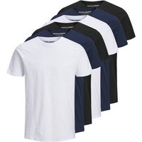 JACK AND JONES JACK&JONES Herren T-Shirt, 6er Pack - BASIC TEE O-NECK, Kurzarm, Baumwolle, Größe M in Weiß