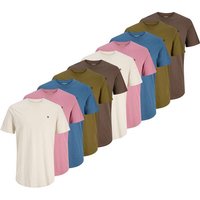 JACK AND JONES JACK&JONES Herren T-Shirt, 10er Pack - JPRBLABRODY TEE CREW NECK 10PK, Kurzarm, Rundhals, Baumwolle, Größe S in Braun