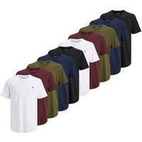 JACK AND JONES JACK&JONES Herren T-Shirt, 10er Pack - JPRBLABRODY TEE CREW NECK 10PK, Kurzarm, Rundhals, Baumwolle, Größe M in Blau