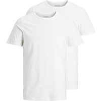 JACK AND JONES JACK&JONES Herren T-Shirt, 2er Pack - JACBASIC CREW NECK TEE, Kurzarm, einfarbig, Baumwolle, Größe L in Weiß