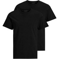 JACK AND JONES JACK&JONES Herren T-Shirt, 2er Pack - JACBASIC CREW NECK TEE, Kurzarm, einfarbig, Baumwolle, Größe 2XL in Schwarz