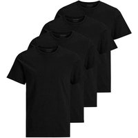 JACK AND JONES JACK&JONES Herren T-Shirt, 4er Pack - JACBASIC CREW NECK TEE, Kurzarm, einfarbig, Baumwolle, Größe XL in Schwarz