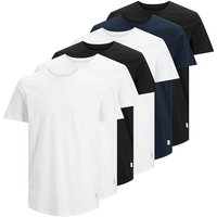 JACK AND JONES JACK&JONES Herren T-Shirt, 6er Pack - JJENOA TEE 6PK, Kurzarm, Baumwolle, einfarbig, Größe S in Weiß