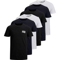 JACK AND JONES JACK&JONES Herren T-Shirt, 6er Pack - JJECORP LOGO TEE O-NECK, Logo-Print, Baumwolle, Größe M in Weiß