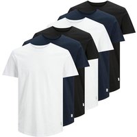 JACK AND JONES JACK&JONES Herren T-Shirt, 6er Pack - JJENOA TEE 6PK, Kurzarm, Baumwolle, einfarbig, Größe S in Weiß
