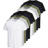 JACK AND JONES JACK&JONES Herren T-Shirt, 10er Pack - JORJXJ, T-Shirt, kurzarm, Rundhals, Baumwolle, Logo, einfarbig, Größe L in Weiß