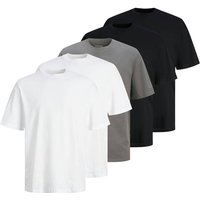 JACK AND JONES JACK&JONES Herren T-Shirt, 5er Pack - JJHUGO LOOSE TEE SS CREW NECK, Kurzarm, Rundhals, Baumwolle, Größe S in Schwarz