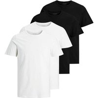 JACK AND JONES JACK&JONES Herren T-Shirt, 4er Pack - JACBASIC CREW NECK TEE, Kurzarm, einfarbig, Baumwolle, Größe M in Schwarz