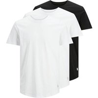 JACK AND JONES JACK&JONES Herren T-Shirt, 3er Pack - JJENOA TEE 3PK, Kurzarm, Baumwolle, einfarbig, Größe L in Weiß