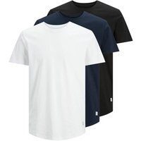 JACK AND JONES JACK&JONES Herren T-Shirt, 3er Pack - JJENOA TEE 3PK, Kurzarm, Baumwolle, einfarbig, Größe L in Weiß