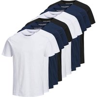 JACK AND JONES JACK&JONES Herren T-Shirt, 10er Pack - BASIC TEE O-NECK, Kurzarm, Baumwolle, Größe 2XL in Weiß