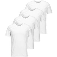 JACK AND JONES JACK&JONES Herren T-Shirt, 4er Pack - JACBASIC V-NECK TEE, Kurzarm, einfarbig, Baumwolle, Größe L in Weiß