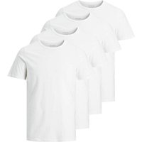 JACK AND JONES JACK&JONES Herren T-Shirt, 4er Pack - JACBASIC CREW NECK TEE, Kurzarm, einfarbig, Baumwolle, Größe XL in Weiß