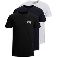 JACK AND JONES JACK&JONES Herren T-Shirt, 3er Pack - JJECORP LOGO TEE O-NECK, Logo-Print, Baumwolle, Größe M in Weiß
