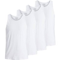 JACK AND JONES JACK&JONES Herren Tanktop, 4er Pack - JACBASIC TANKTOP, einfarbig, Baumwolle, Größe S in Weiß