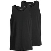 JACK AND JONES JACK&JONES Herren Tanktop, 2er Pack - JACBASIC TANKTOP, einfarbig, Baumwolle, Größe 2XL in Schwarz