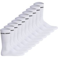 JACK AND JONES JACK&JONES Herren Tennissocken 10er Pack - JACBASIC LOGO TENNIS SOCK, One Size, Größe 40-46 in Weiß