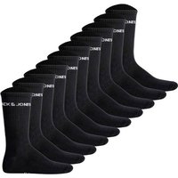 JACK AND JONES JACK&JONES Herren Tennissocken 10er Pack - JACBASIC LOGO TENNIS SOCK, One Size, Größe 40-46 in Schwarz