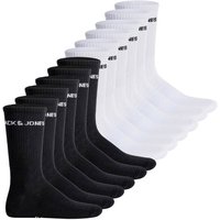 JACK AND JONES JACK&JONES Herren Tennissocken, 12er Pack - JACLOGO, One Size, Größe 40-46 in Schwarz