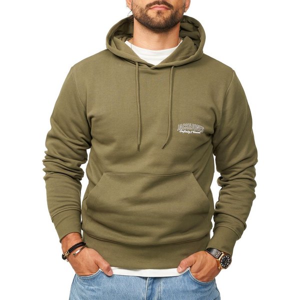 Jack & Jones Hoodie Kapuzenpullover Sweatshirt Kapuzensweatshirt Herren Pullover mit Logopatch und Kapuze im Regular Fit