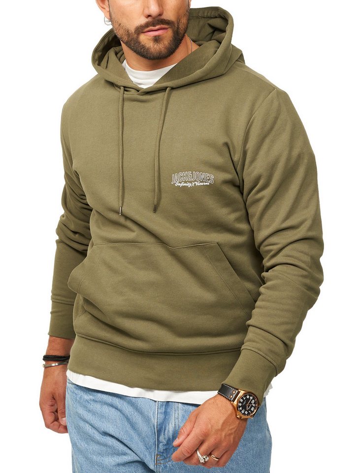 Jack & Jones Hoodie Kapuzenpullover Sweatshirt Kapuzensweatshirt Herren Pullover mit Logopatch und Kapuze im Regular Fit – Bild 3 von 4