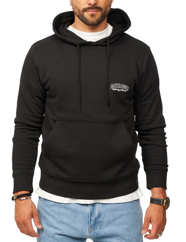 Jack & Jones Hoodie Kapuzenpullover Sweatshirt Kapuzensweatshirt Herren Pullover mit Logopatch und Kapuze im Regular Fit – Bild 2 von 5