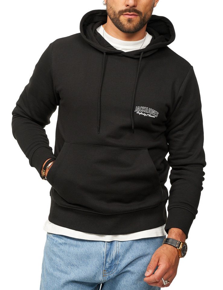 Jack & Jones Hoodie Kapuzenpullover Sweatshirt Kapuzensweatshirt Herren Pullover mit Logopatch und Kapuze im Regular Fit – Bild 3 von 5