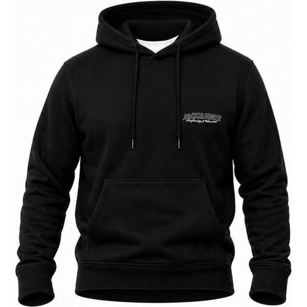 Jack & Jones Hoodie Pullover als Kapuzenpullover im Regular Fit - Sweatshirt für Herren Männer Sweatpullover mit Logo-Print aus Baumwollmischung