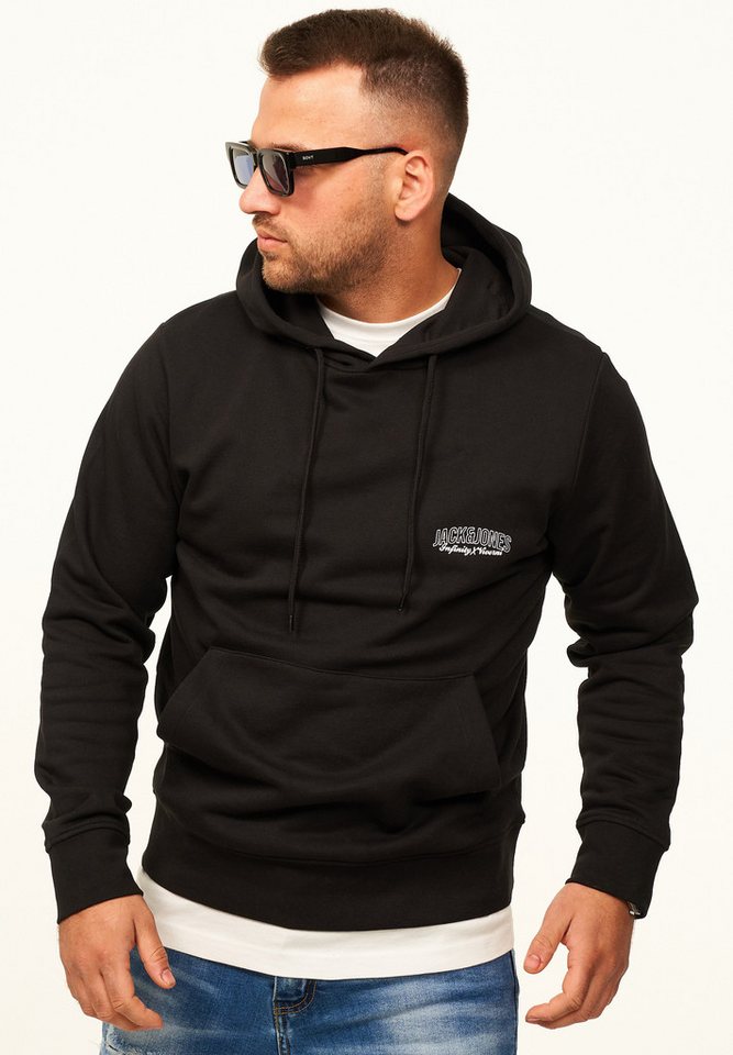 Jack & Jones Hoodie Pullover als Kapuzenpullover im Regular Fit - Sweatshirt für Herren Männer Sweatpullover mit Logo-Print aus Baumwollmischung – Bild 2 von 5