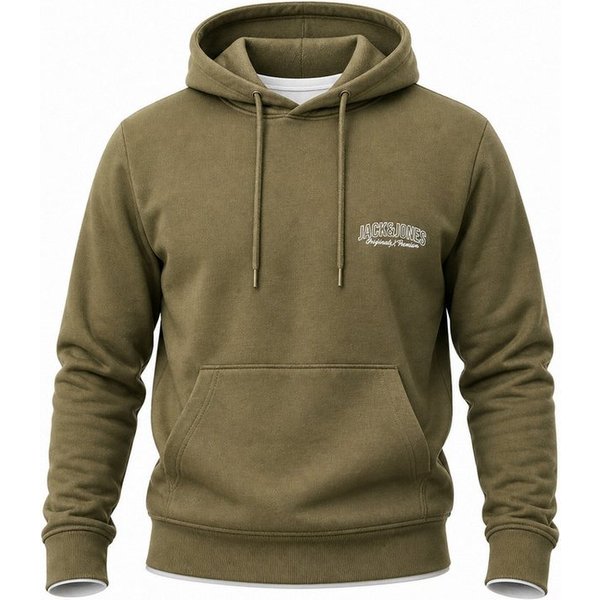 Jack & Jones Hoodie Pullover als Kapuzenpullover im Regular Fit - Sweatshirt für Herren Männer Sweatpullover mit Logo-Print aus Baumwollmischung