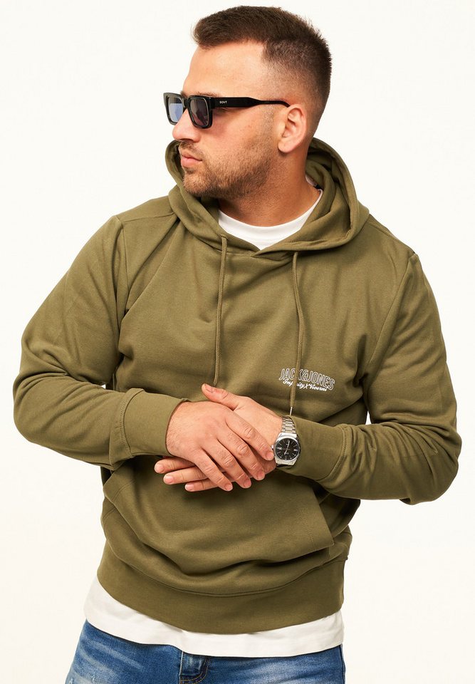Jack & Jones Hoodie Pullover als Kapuzenpullover im Regular Fit - Sweatshirt für Herren Männer Sweatpullover mit Logo-Print aus Baumwollmischung – Bild 3 von 5