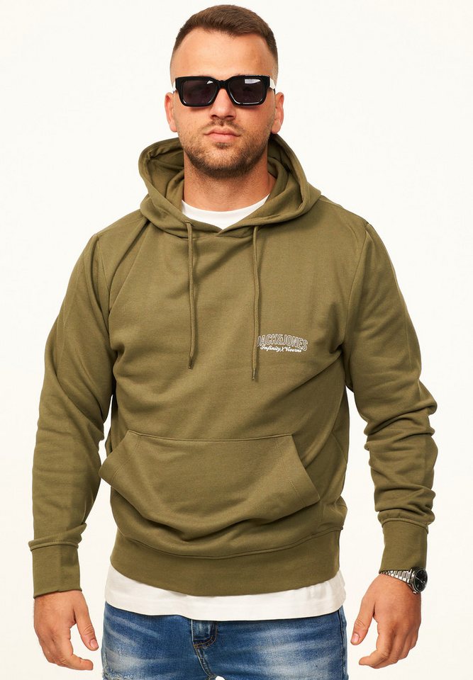 Jack & Jones Hoodie Pullover als Kapuzenpullover im Regular Fit - Sweatshirt für Herren Männer Sweatpullover mit Logo-Print aus Baumwollmischung – Bild 4 von 5