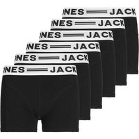 JACK AND JONES JACK&JONES Jungen Boxershorts, 6er Pack - SENSE TRUNKS, Baumwoll-Stretch, Logobund, Größe 164 in Schwarz