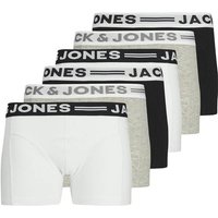 JACK AND JONES JACK&JONES Jungen Boxershorts, 6er Pack - SENSE TRUNKS, Baumwoll-Stretch, Logobund, Größe 128 in Schwarz