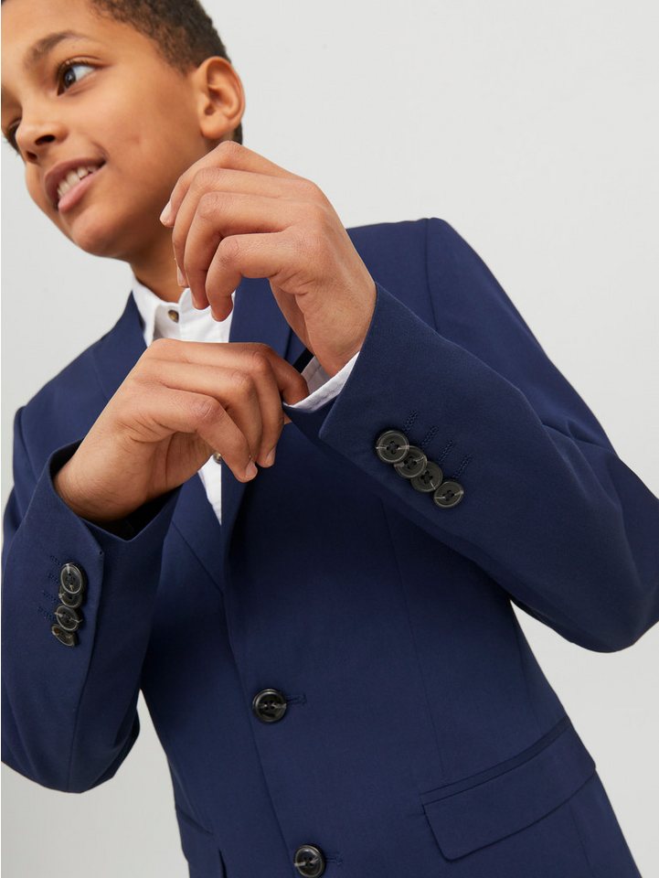 Jack & Jones Junior Anzug JPRSOLAR elastisch und pflegeleicht für besondere Anlässe (Set, 2-tlg) unifarben, modisch, slim fit, Web, Reverskragen – Bild 3 von 5