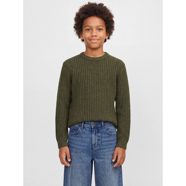 Jack & Jones Junior Rundhalspullover JJJAXON KNIT CREW NECK JNR Materialmix, locker geschnitten
