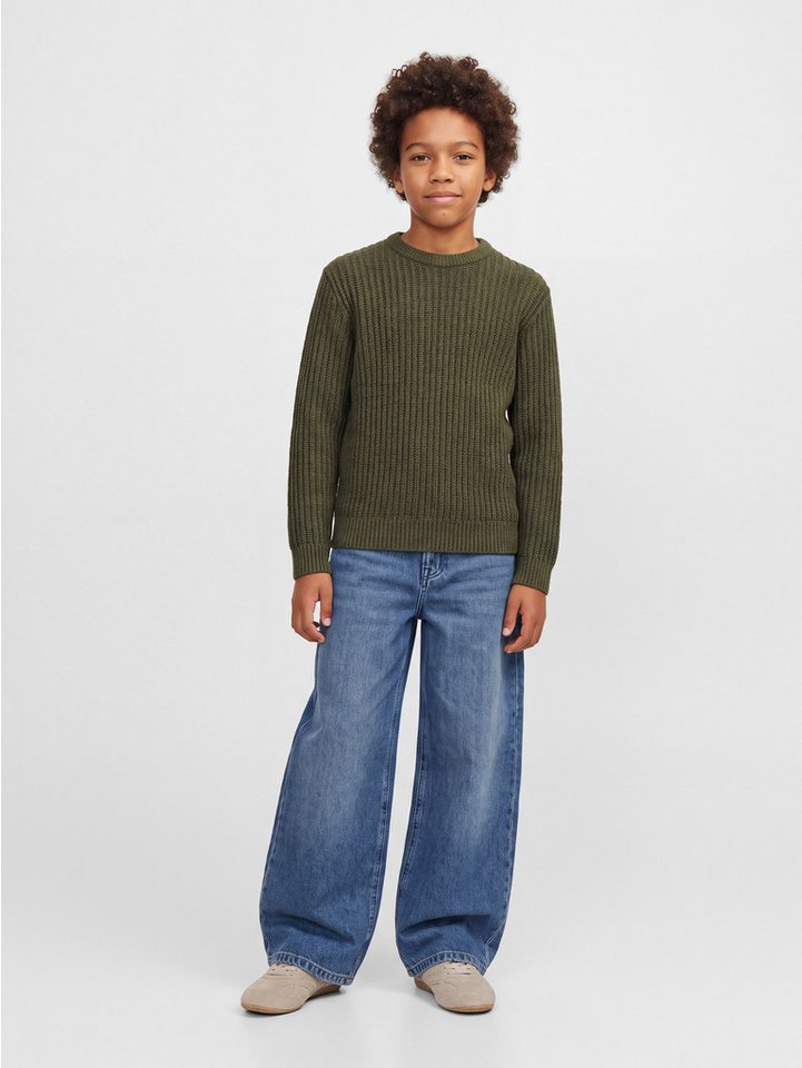Jack & Jones Junior Rundhalspullover JJJAXON KNIT CREW NECK JNR Materialmix, locker geschnitten – Bild 3 von 5