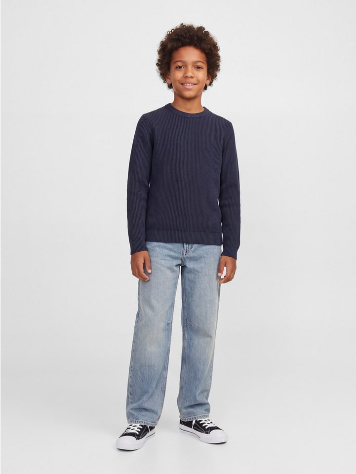 Jack & Jones Junior Rundhalspullover JJPANNEL KNIT CREW NECK AW26 JNR Materialmix, regular fit – Bild 3 von 5