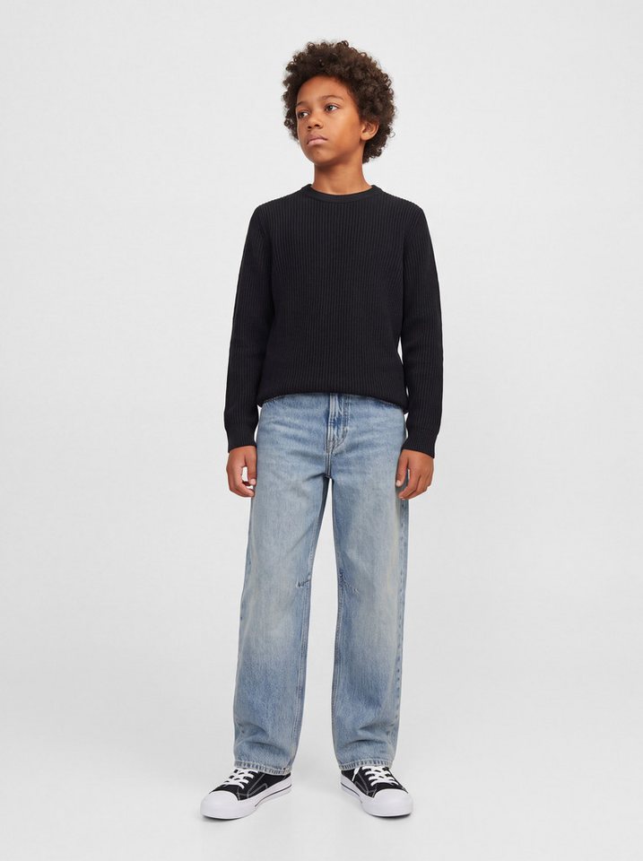 Jack & Jones Junior Rundhalspullover JJPANNEL KNIT CREW NECK AW26 JNR Materialmix, regular fit – Bild 2 von 5