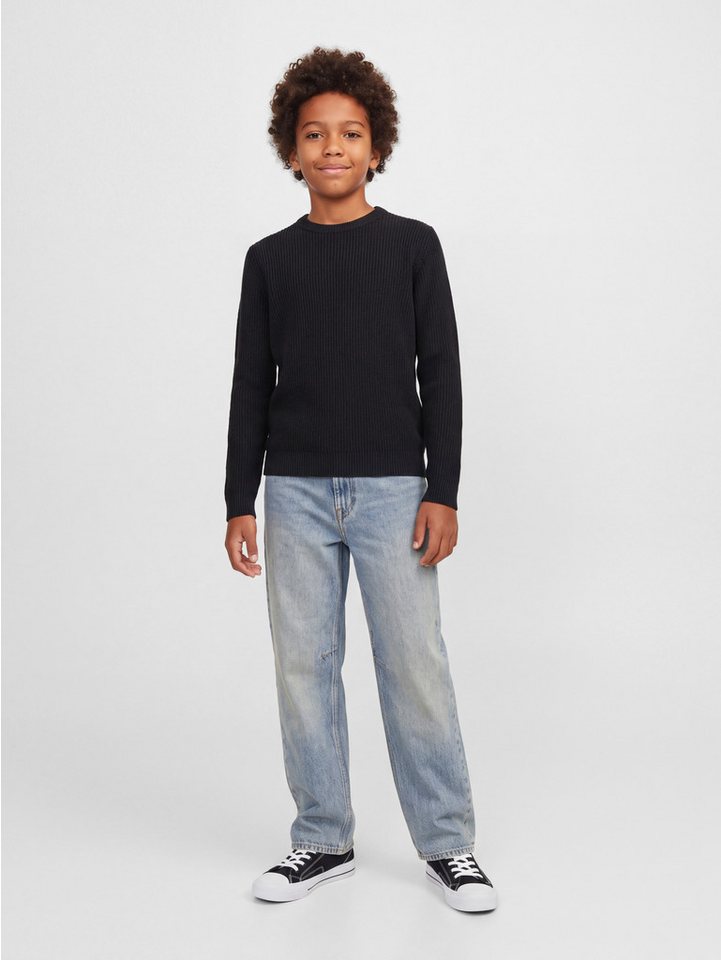 Jack & Jones Junior Rundhalspullover JJPANNEL KNIT CREW NECK AW26 JNR Materialmix, regular fit – Bild 3 von 5