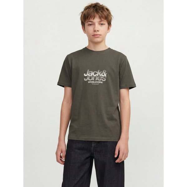 Jack & Jones Junior Rundhalsshirt JCOECHO GRAPHIC FRONT SS TEE CN FST JNR Baumwolle, regular fit