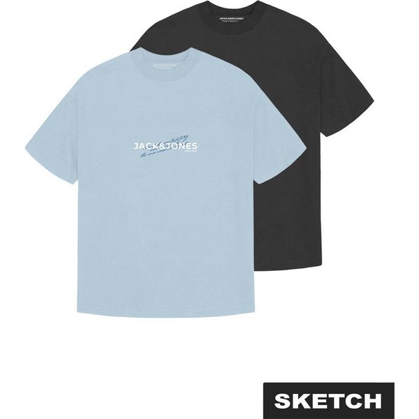 Jack & Jones Junior Rundhalsshirt JCOETERNA FRONT PRINT TEE SS 2PK MP JNR (Packung, 2-tlg) Baumwolle, regular fit